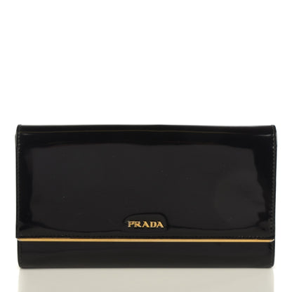 Prada Spazzolato Metal Bar Flap Wallet Nero Black 1 of 7