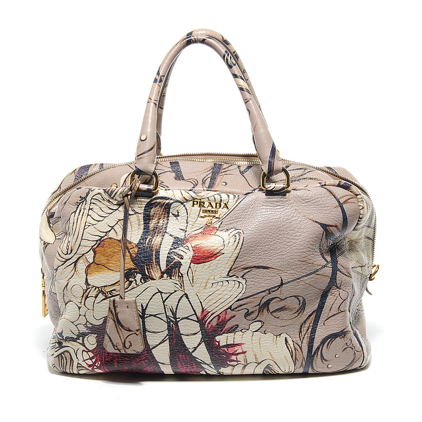 X JAMES JEAN Cervo Lux Fairy Print Large Double Handle Boston Bag Prugna