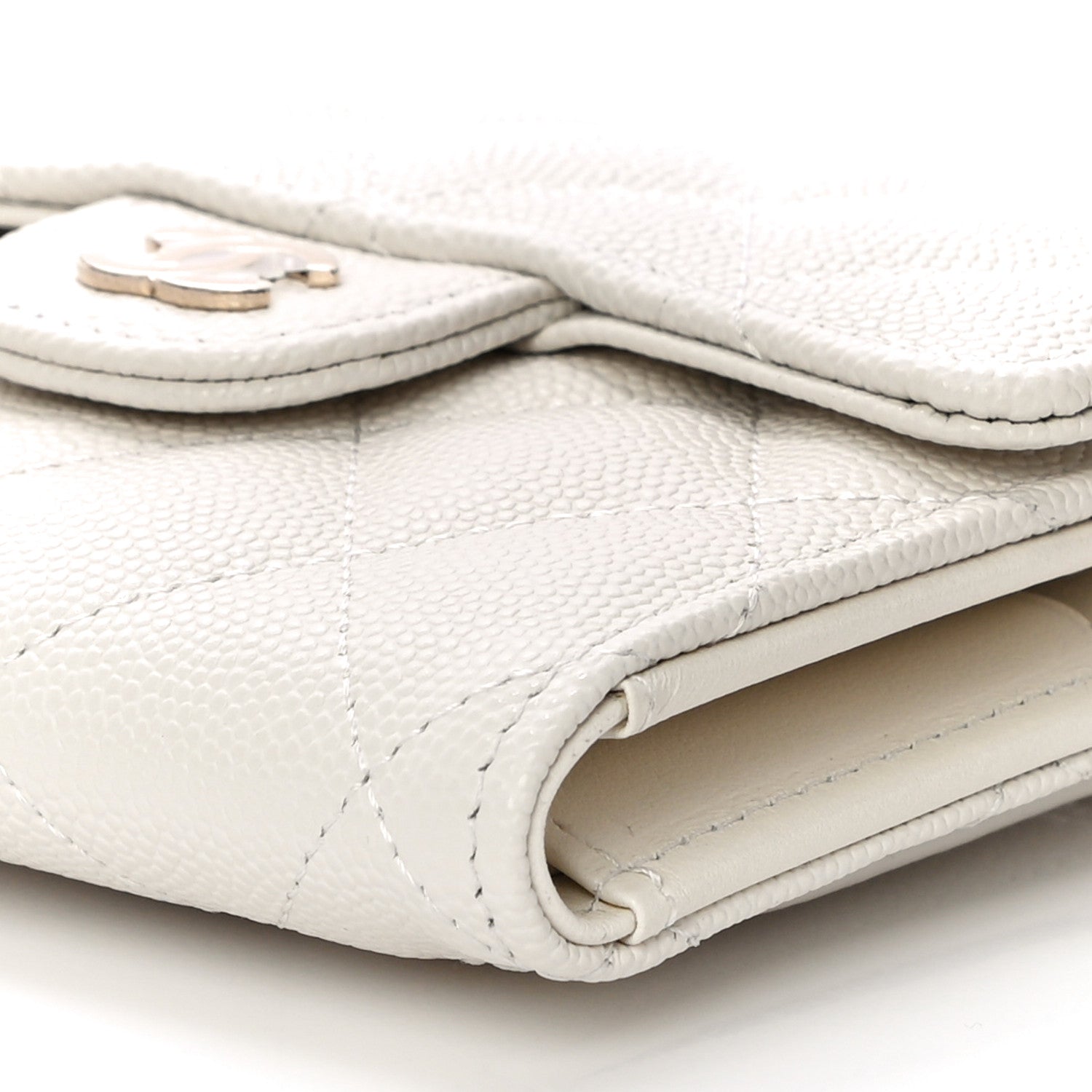 Chanel Caviar Quilted Compact Flap Wallet White 11 of 12