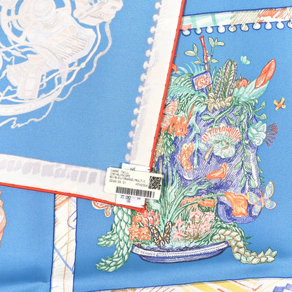 Hermes Silk Chevaloscope Scarf 90 Bleu Orange Multicolor 3 of 3