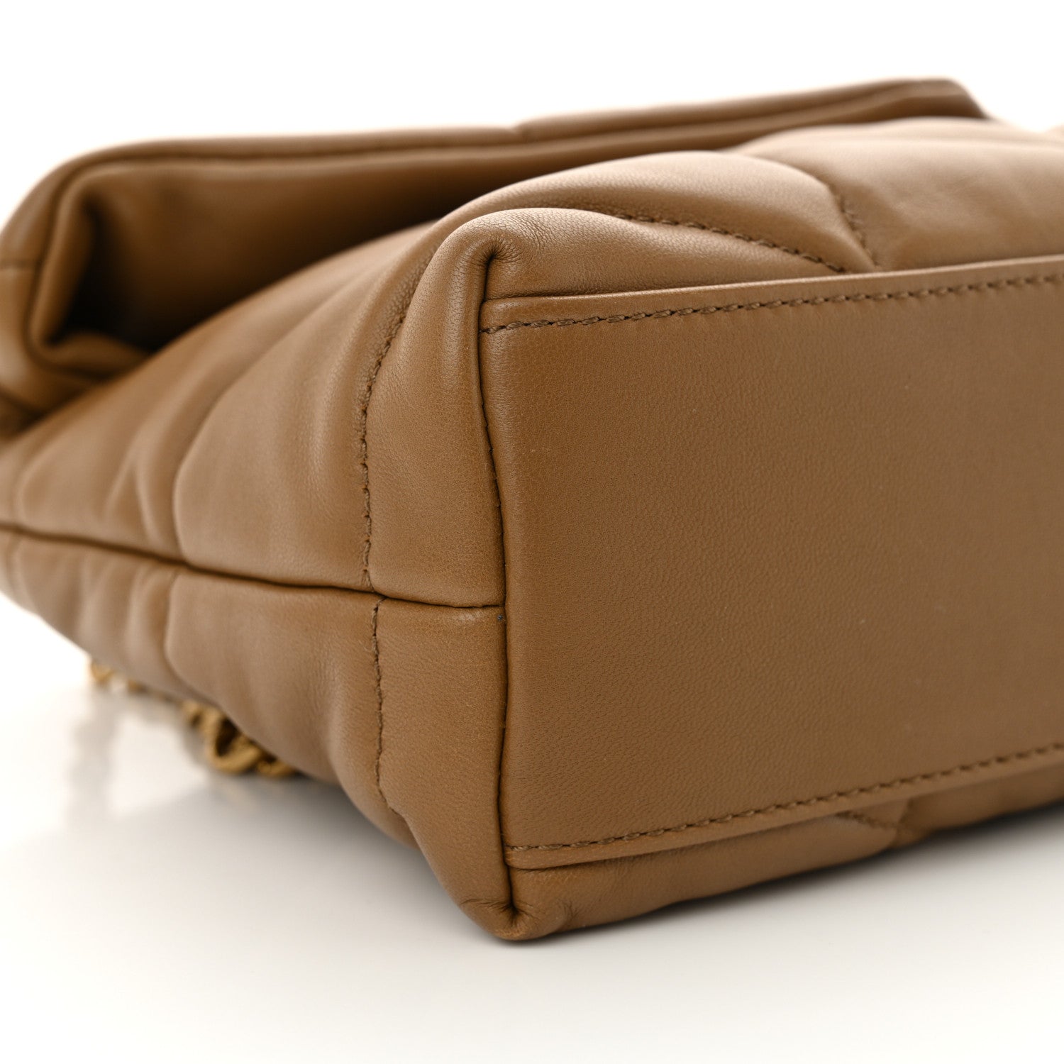 Saint Laurent Lambskin Quilted Toy Loulou Puffer Monogram Chain Satchel Dark Cork 9 of 10