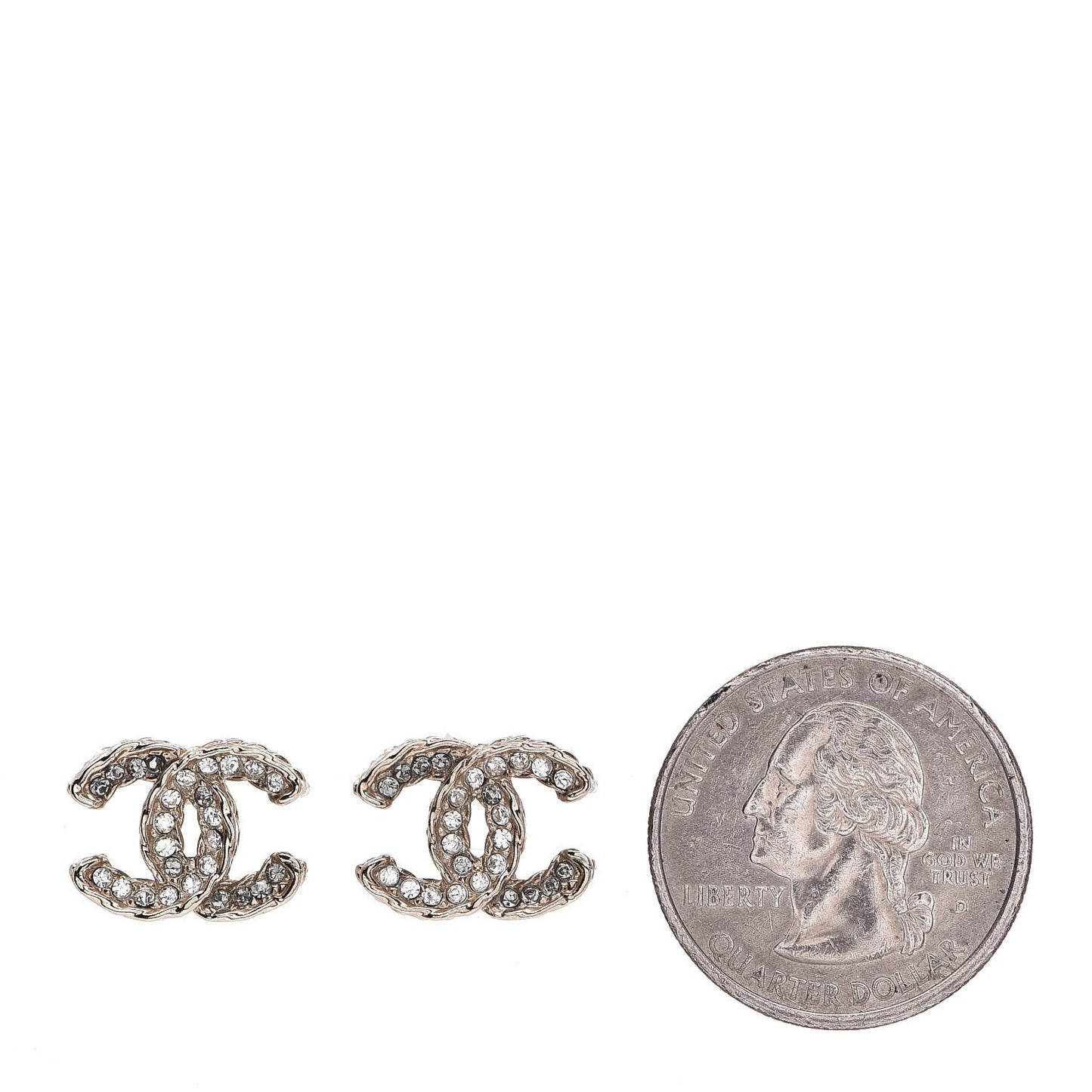 Crystal CC Earrings Light Gold