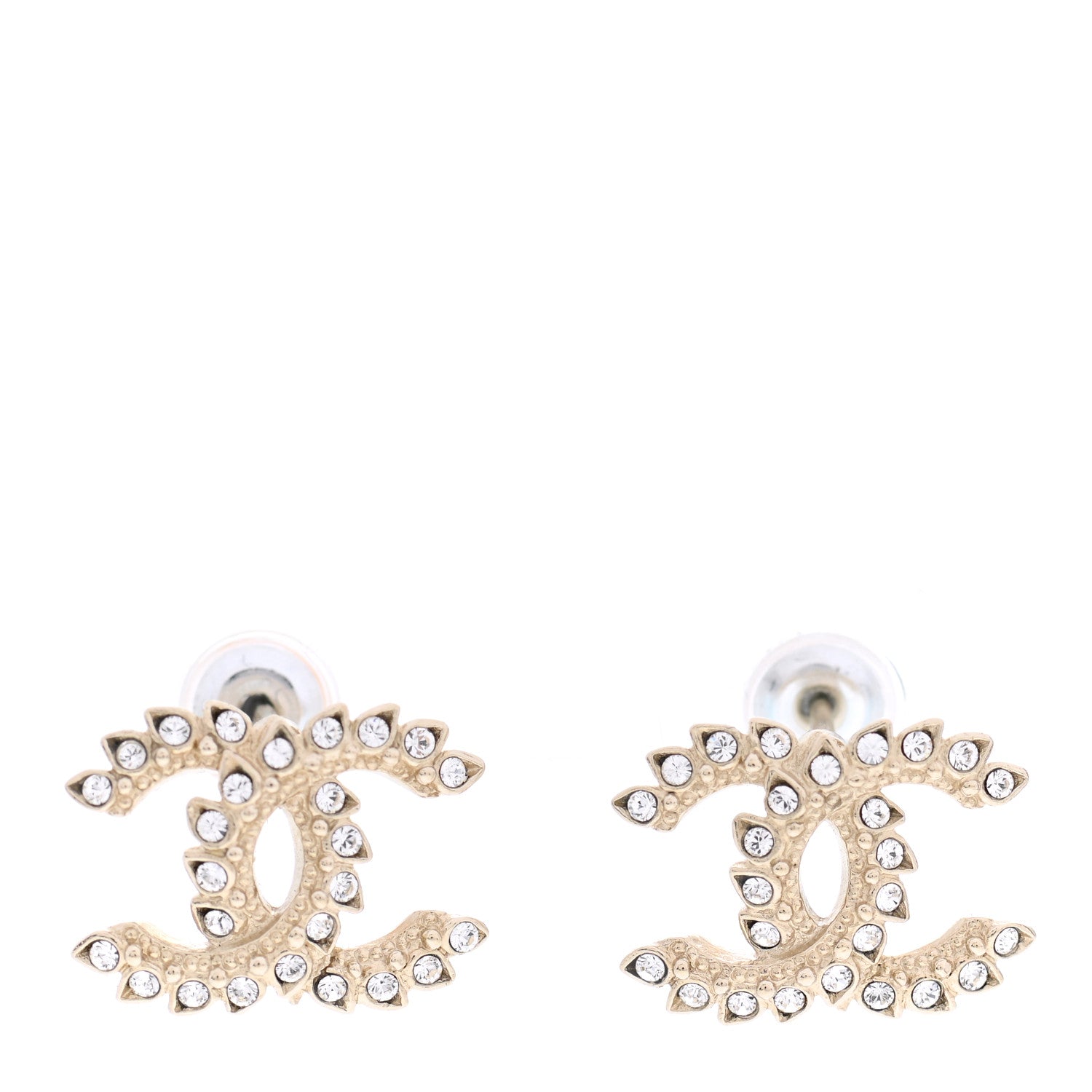 Chanel Strass Crystal Dazzling Wheat CC Earrings Gold 1 of 5