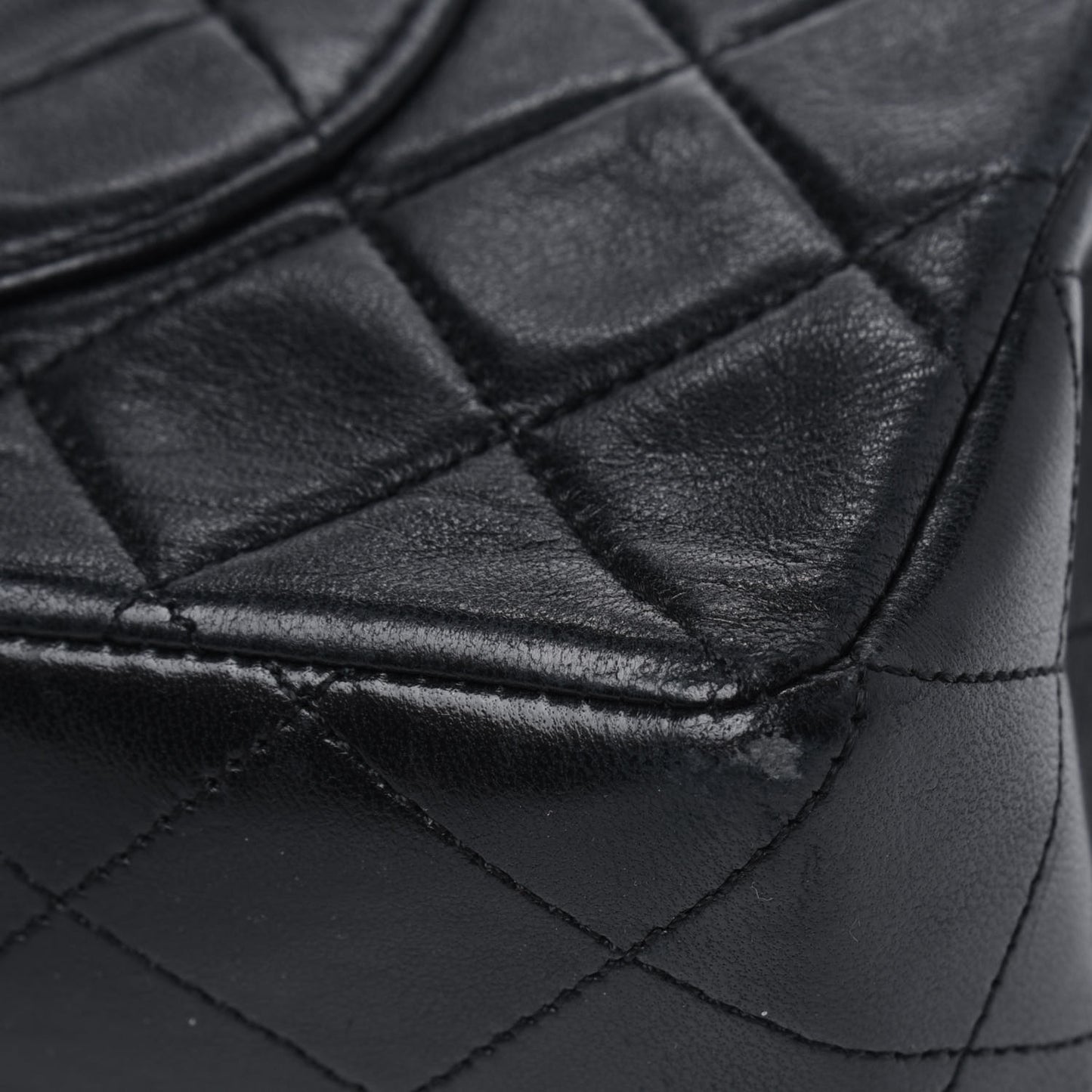 Lambskin Quilted Medium Double Flap Black