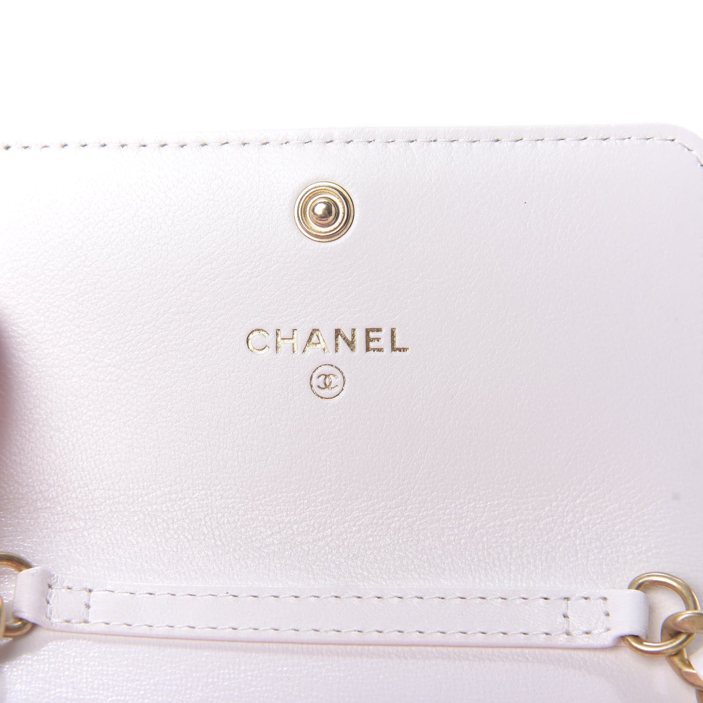 Lambskin Quilted 19 Flap Coin Purse With Chain White