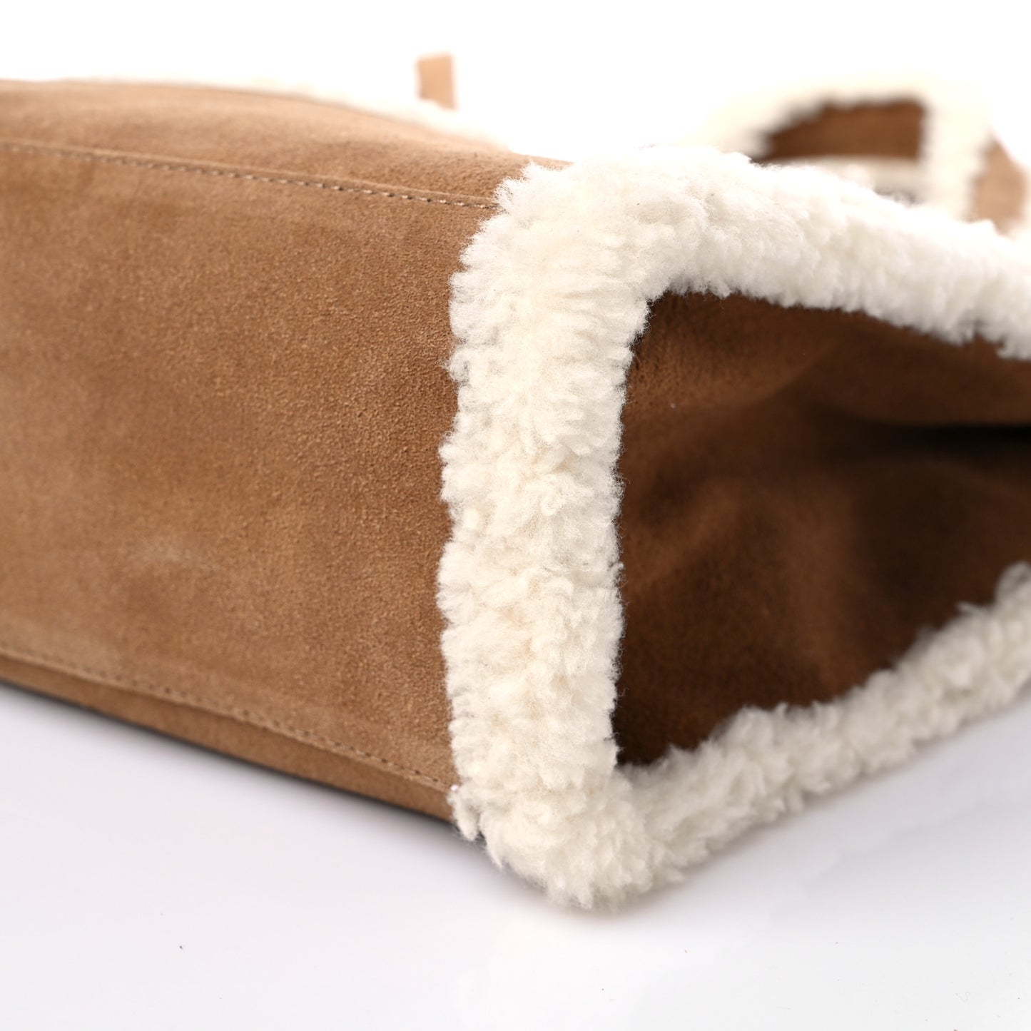 X UGG Suede Shearling Medium Shopping Bag Chestnut