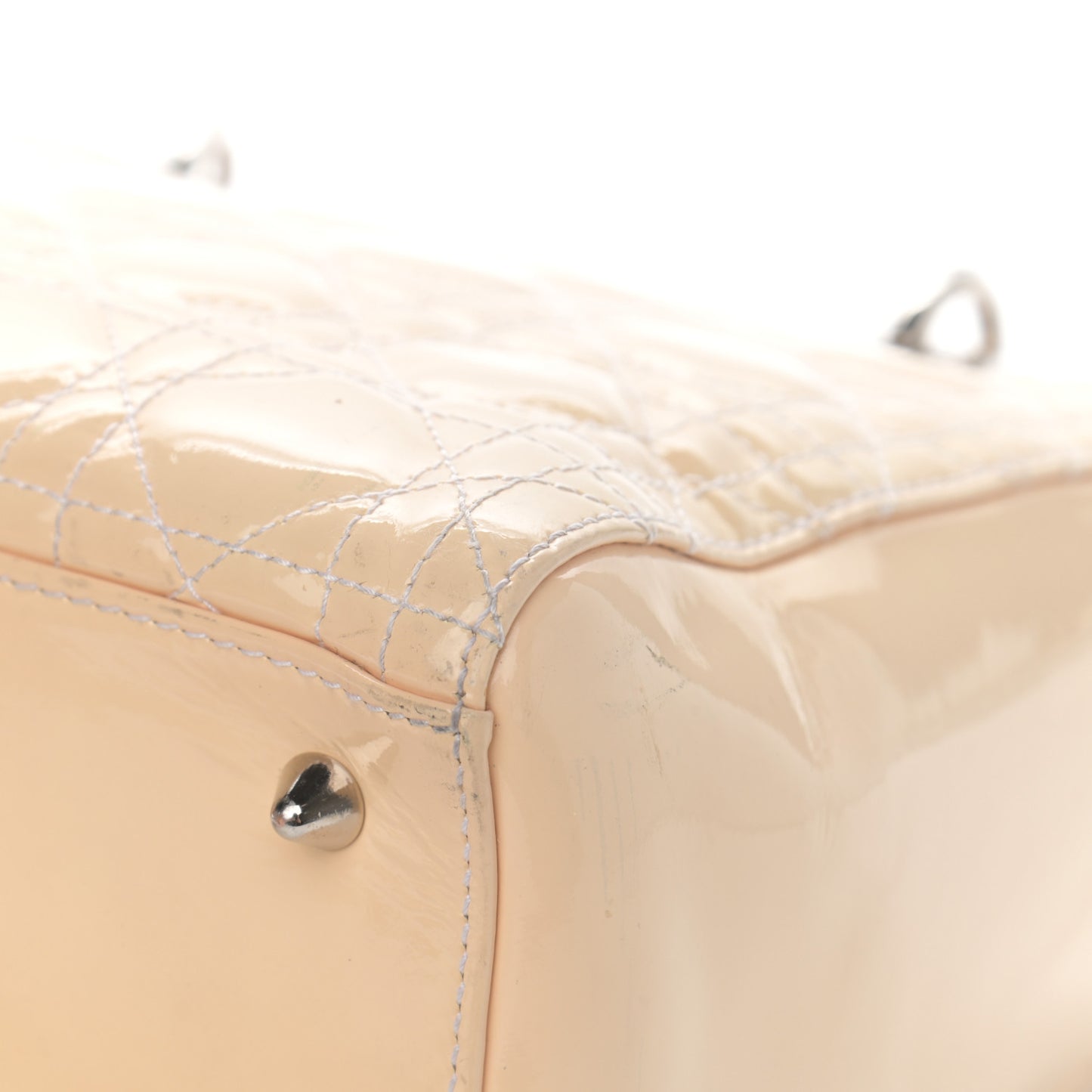 Patent Cannage Medium Lady Dior Beige