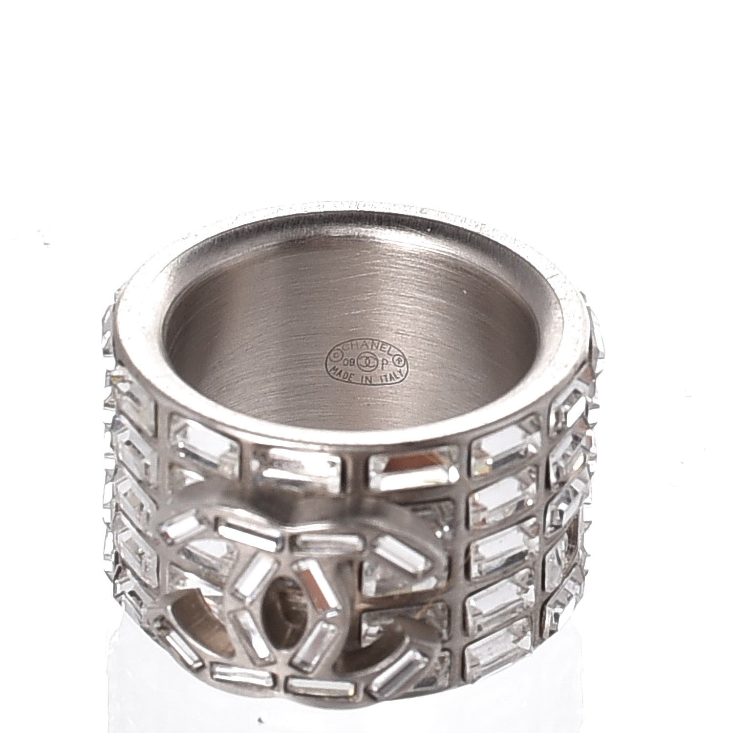Chanel Crystal Baguette CC Ring 7 Silver 5 of 5