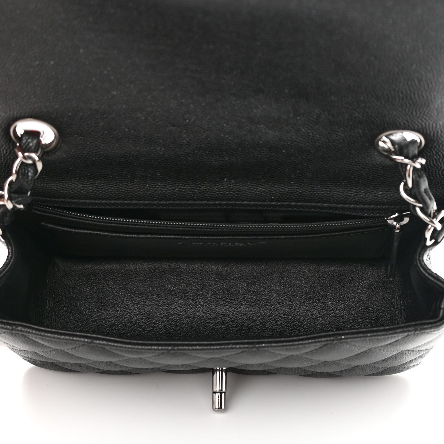 Iridescent Caviar Quilted Mini Rectangular Flap Black