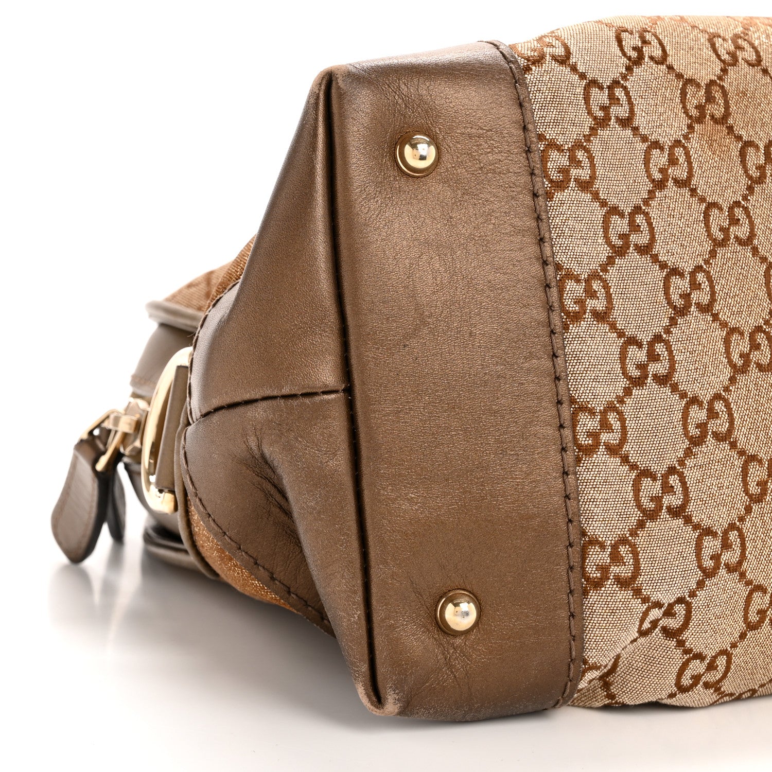 Gucci Monogram Lurex Heart Bit Charm Dome Satchel Bronze 9 of 13
