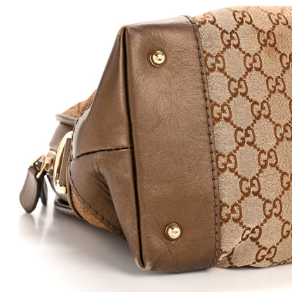 Gucci Monogram Lurex Heart Bit Charm Dome Satchel Bronze 9 of 13