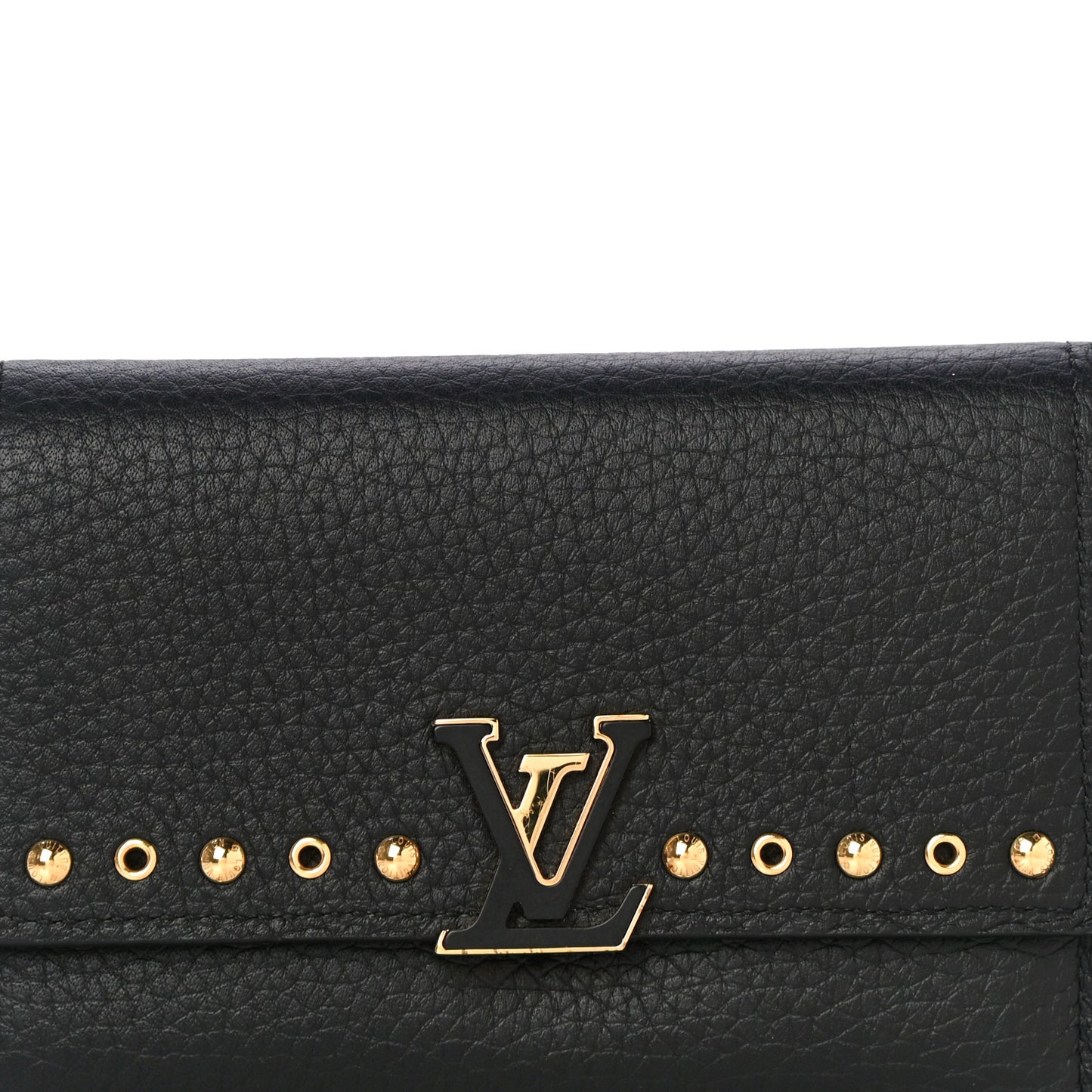 Taurillon Capucines Studded Compact Wallet Black