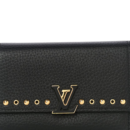 Louis Vuitton Taurillon Capucines Studded Compact Wallet Black 7 of 10
