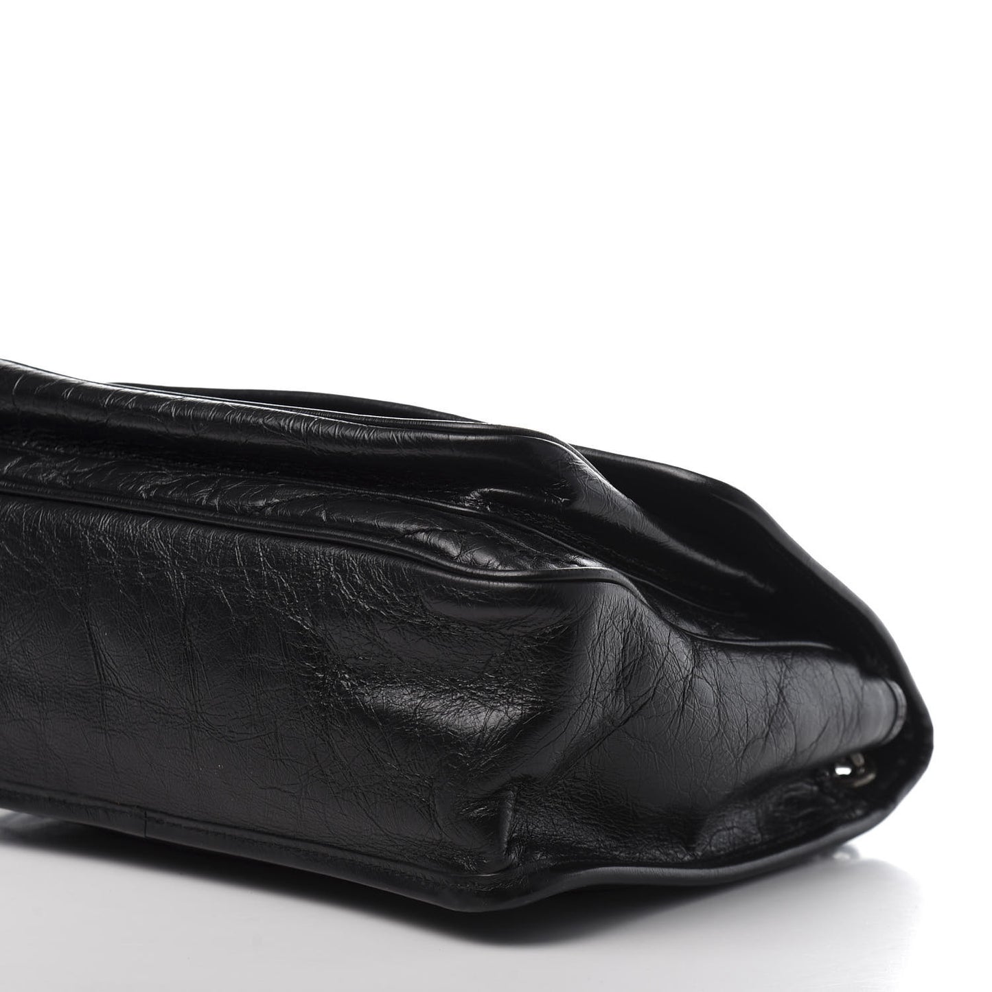 Crinkled Calfskin Matelasse Monogram Medium Niki Chain Satchel Black