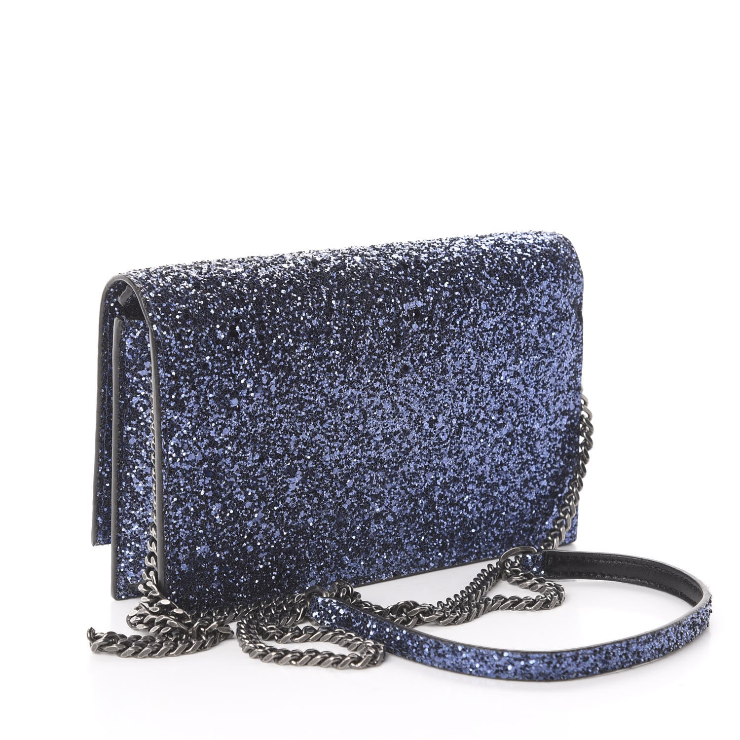 Saint Laurent Metallic Glitter Classic Monogram Kate Tassel Chain Wallet North Sea 2 of 8