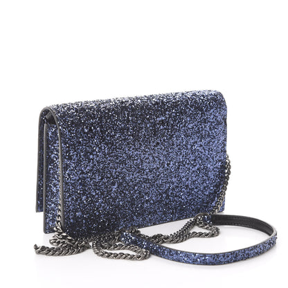Saint Laurent Metallic Glitter Classic Monogram Kate Tassel Chain Wallet North Sea 2 of 8