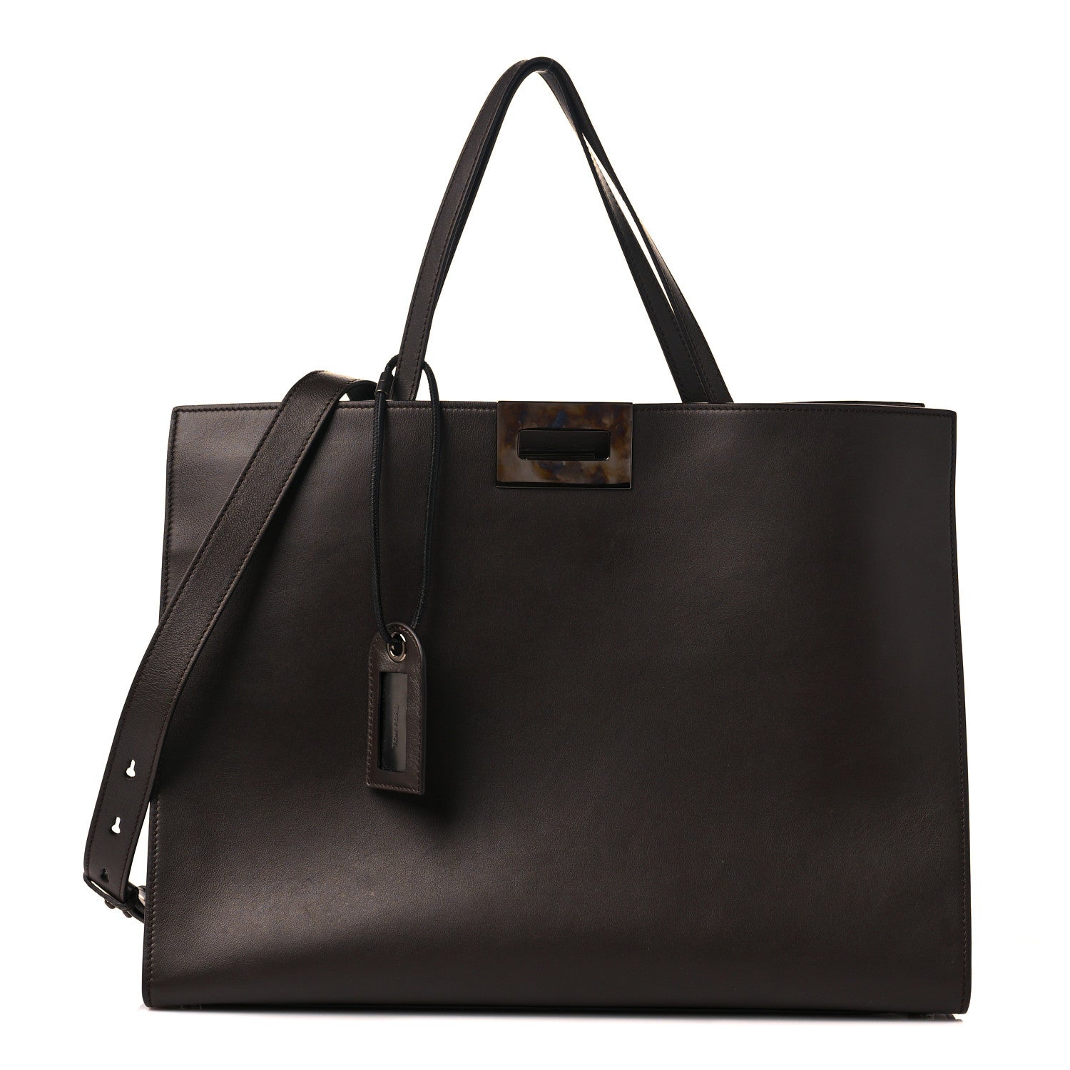 Tom Ford Calfskin Natalia Tote Dark Brown 1 of 9