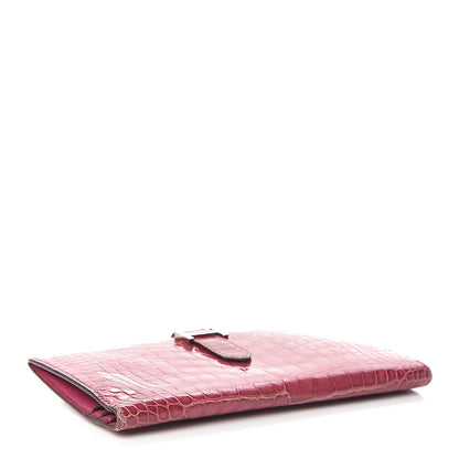 Hermes Shiny Alligator Bearn Wallet Fuchsia 4 of 9