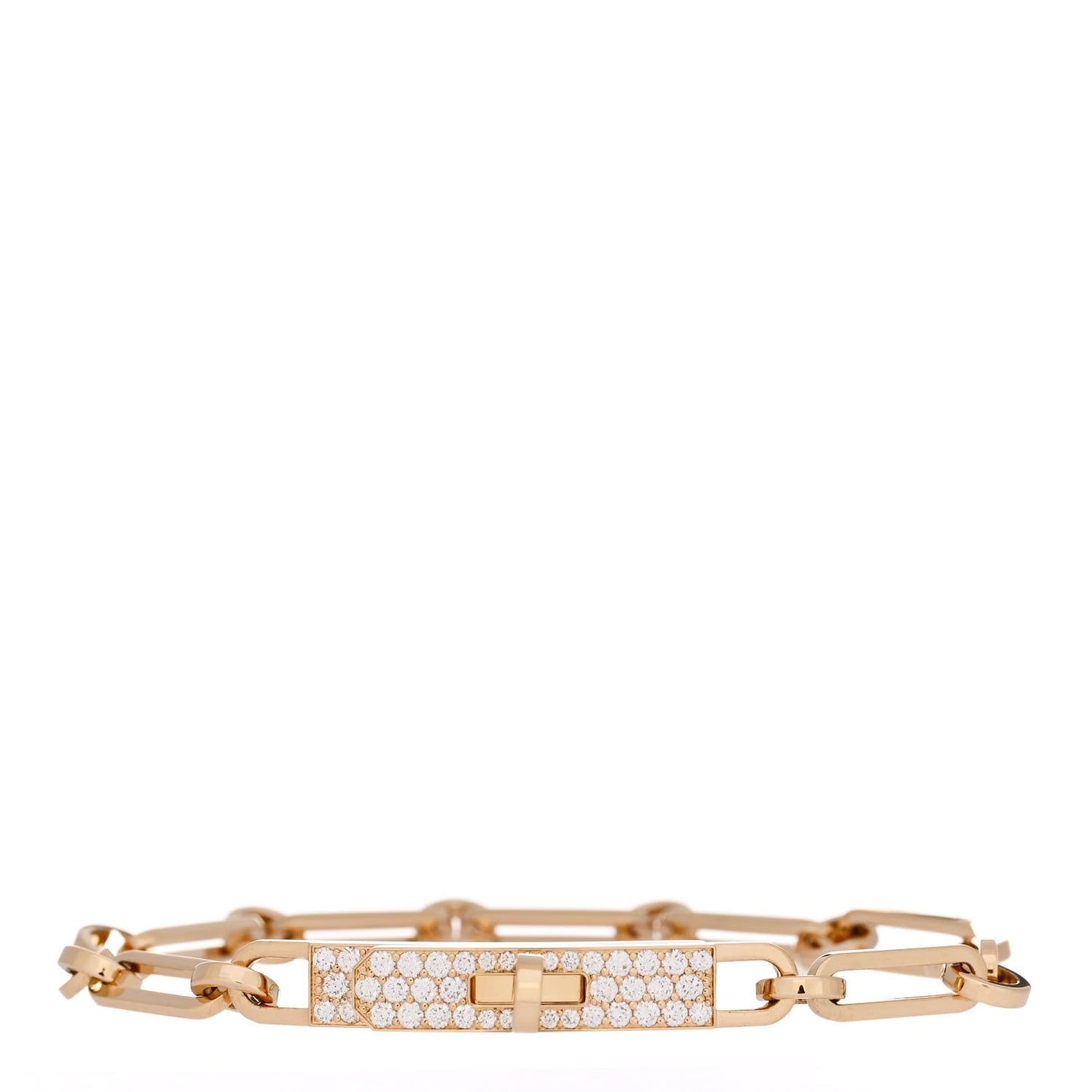18K Yellow Gold Diamond Pave PM Kelly Chaine Bracelet ST