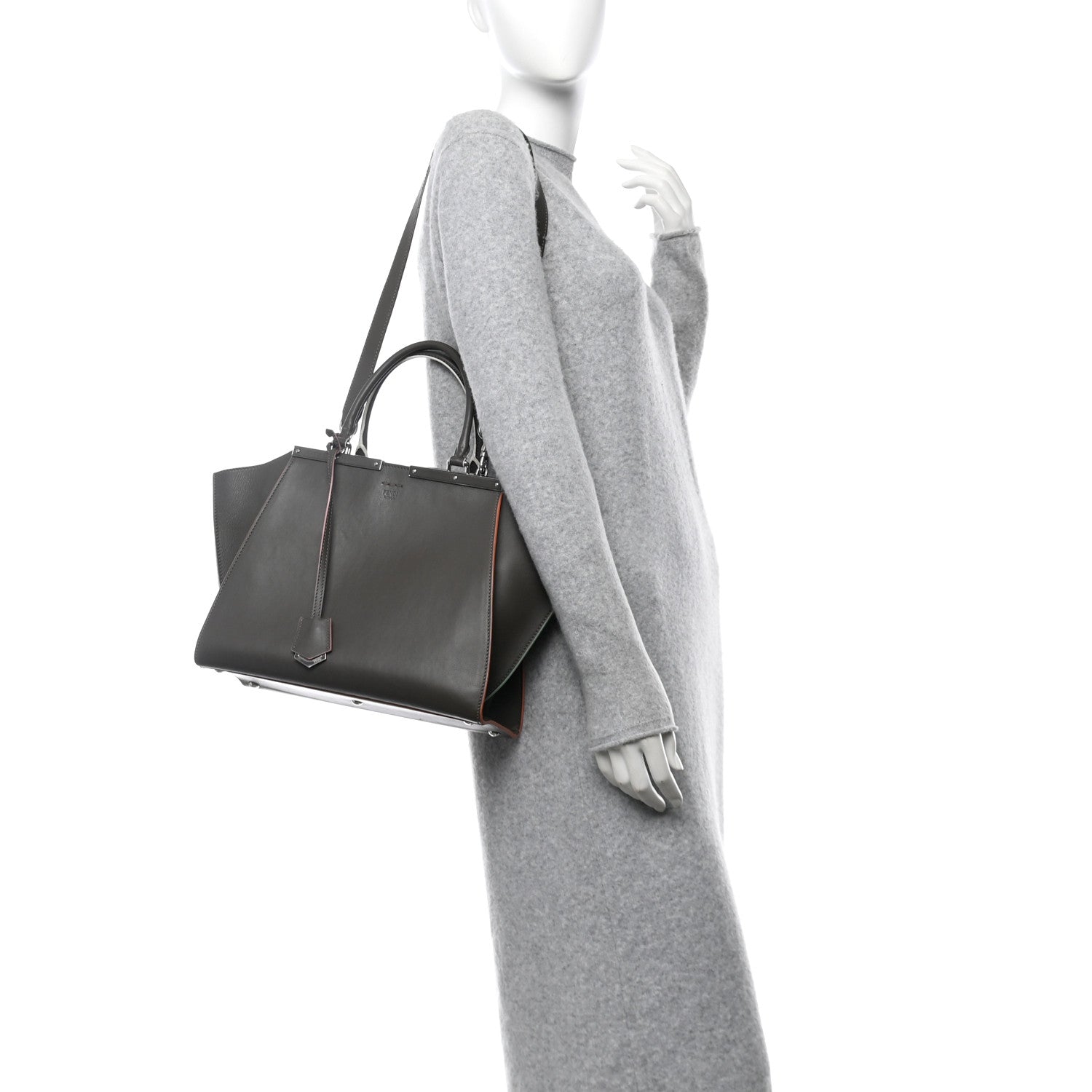 Fendi Vitello Dolce Century Petite 3Jours Tote Carbone 2 of 11