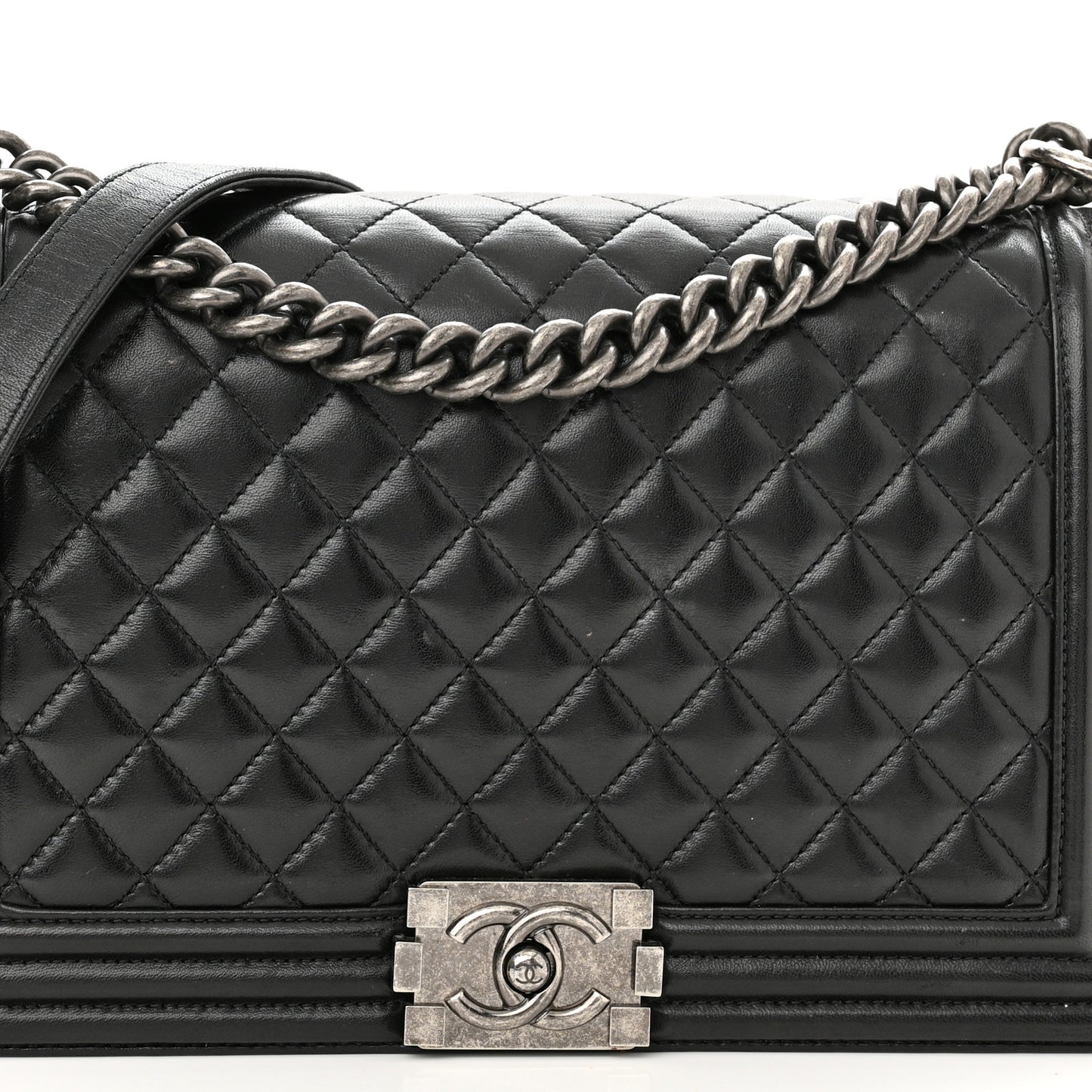 Lambskin Quilted New Medium Boy Flap Black