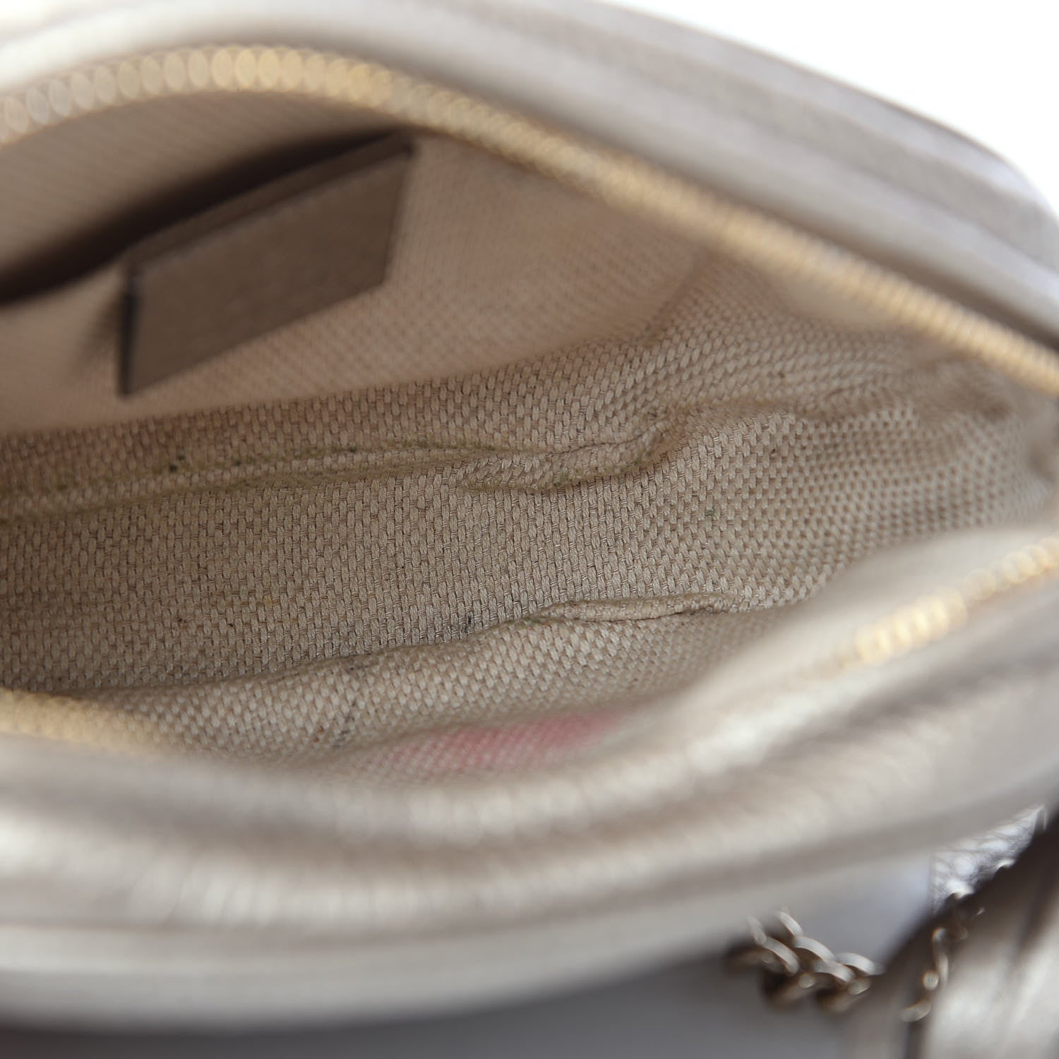 Gucci Metallic Pebbled Calfskin Mini Soho Chain Bag Golden Beige 11 of 11