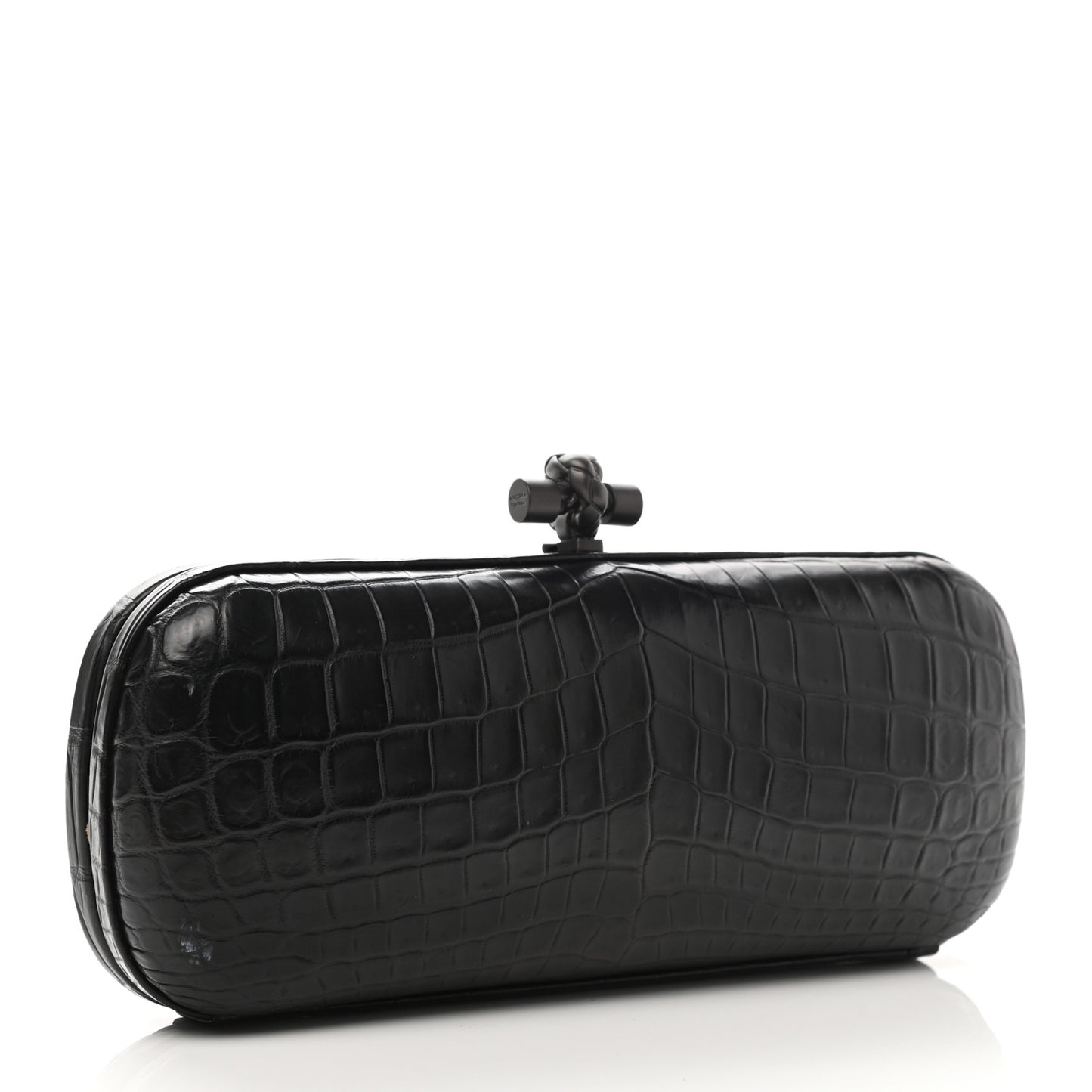 Crocodile Faille Knot Clutch Black