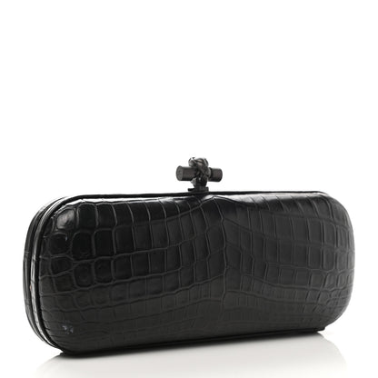 Bottega Veneta Crocodile Faille Knot Clutch Black 3 of 6