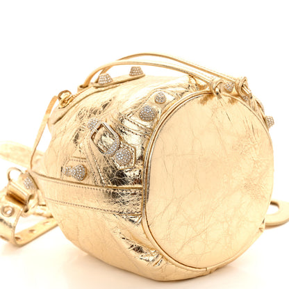 Balenciaga Metallic Agneau Arena Crystal Le Cagole Bucket Bag XS Light Gold 8 of 10
