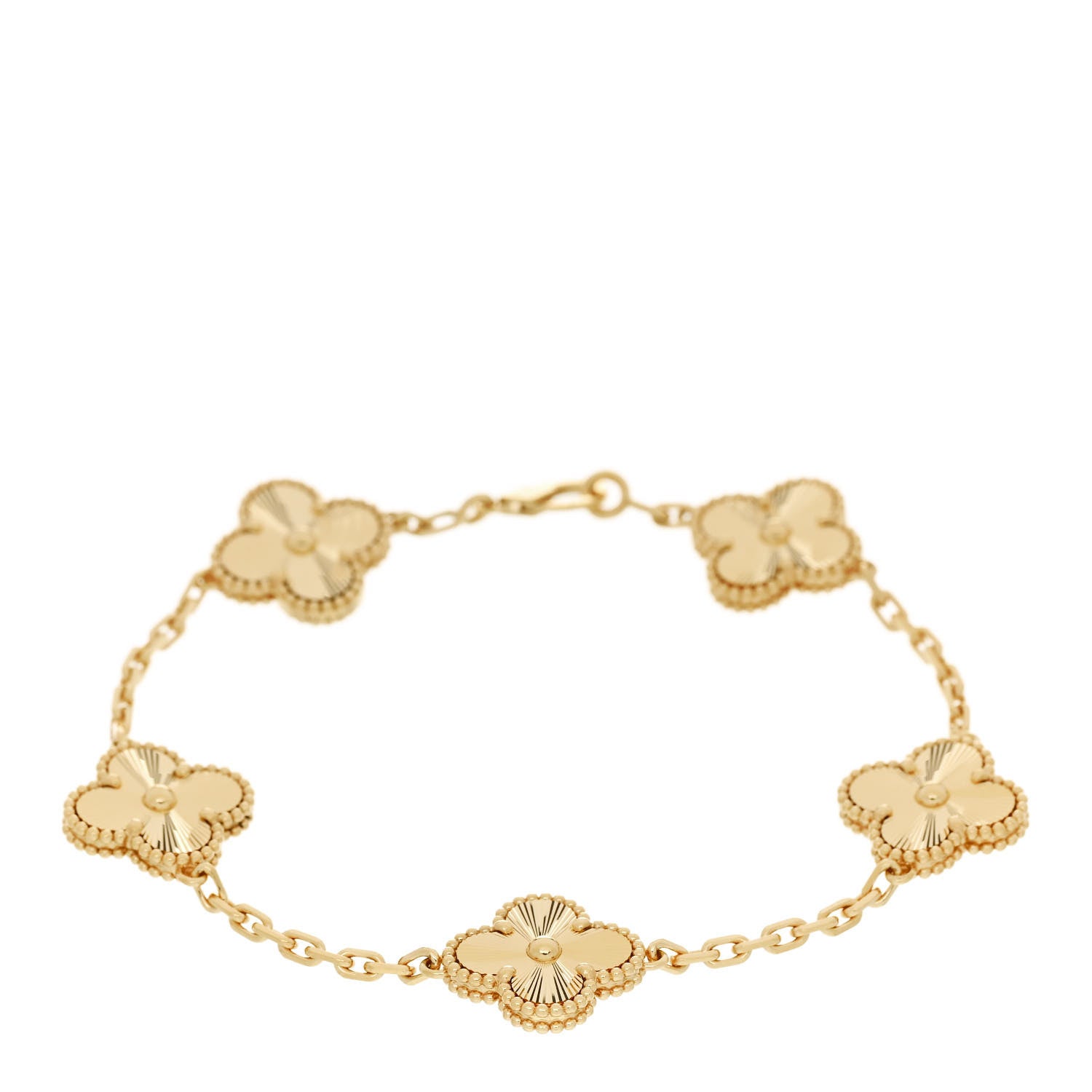 Van Cleef & Arpels 18K Yellow Gold 5 Motifs Guilloche Vintage Alhambra Bracelet 1 of 5