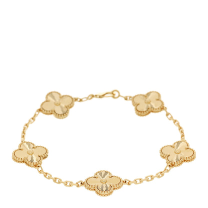 Van Cleef & Arpels 18K Yellow Gold 5 Motifs Guilloche Vintage Alhambra Bracelet 1 of 5