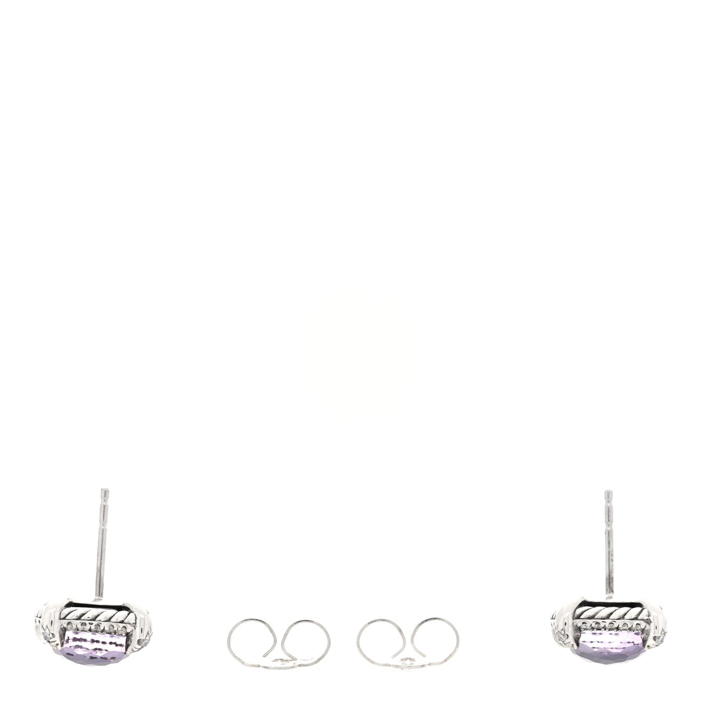 Sterling Silver Diamond Black Orchid 9mm Chatelaine Bezel Earrings