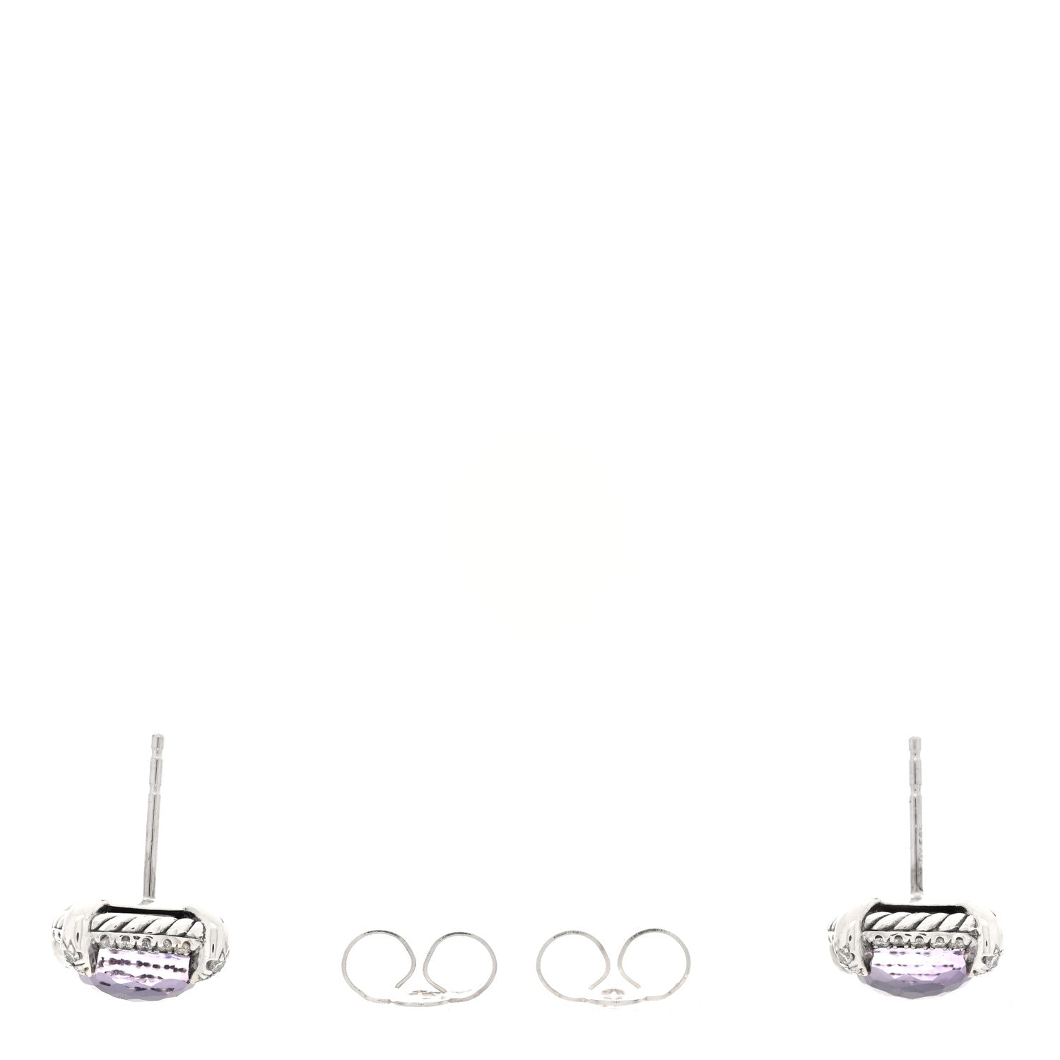 David Yurman Sterling Silver Diamond Black Orchid 9mm Chatelaine Bezel Earrings 3 of 4
