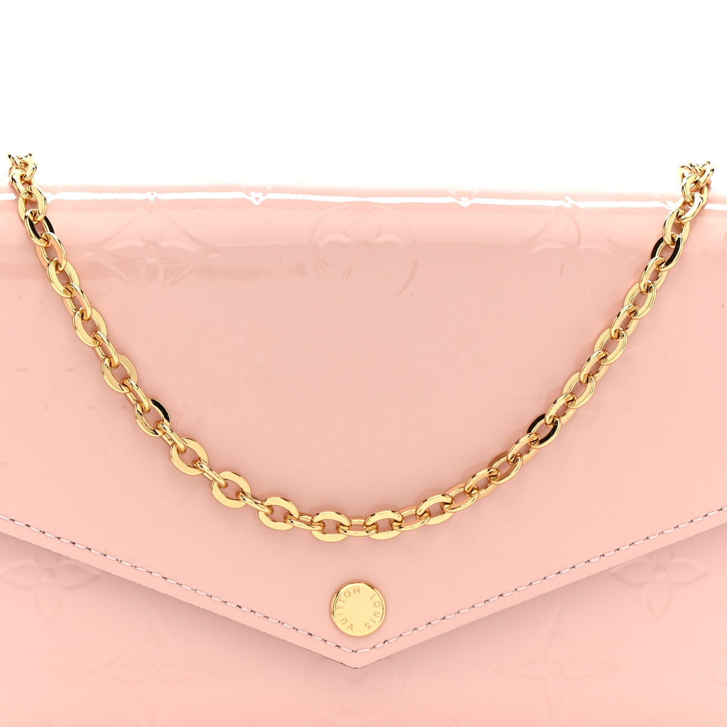 Louis Vuitton Vernis Felicie Chain Wallet Rose Ballerine 9 of 11