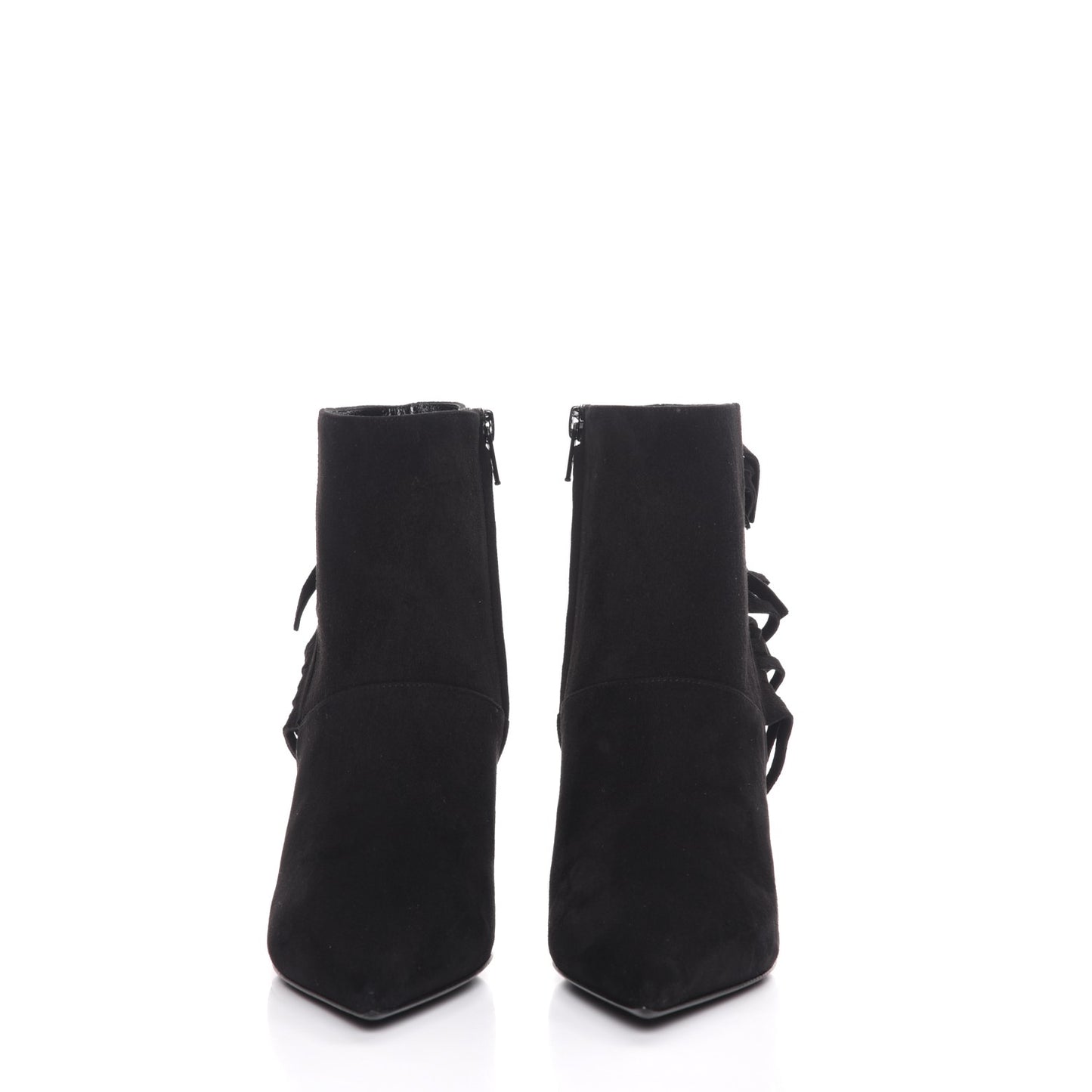 Suede Fringe Paris Ankle Boots 37 Black