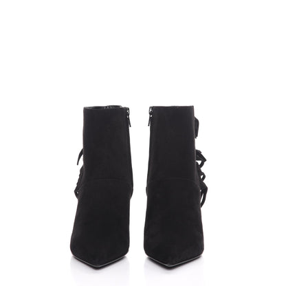Saint Laurent Suede Fringe Paris Ankle Boots 37 Black 2 of 9