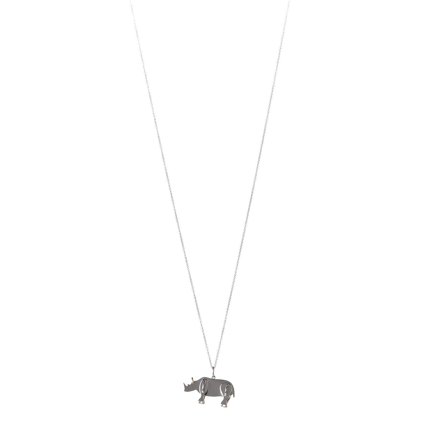 Tiffany Sterling Silver 18K Rose Gold Save the Wild Rhino Pendant