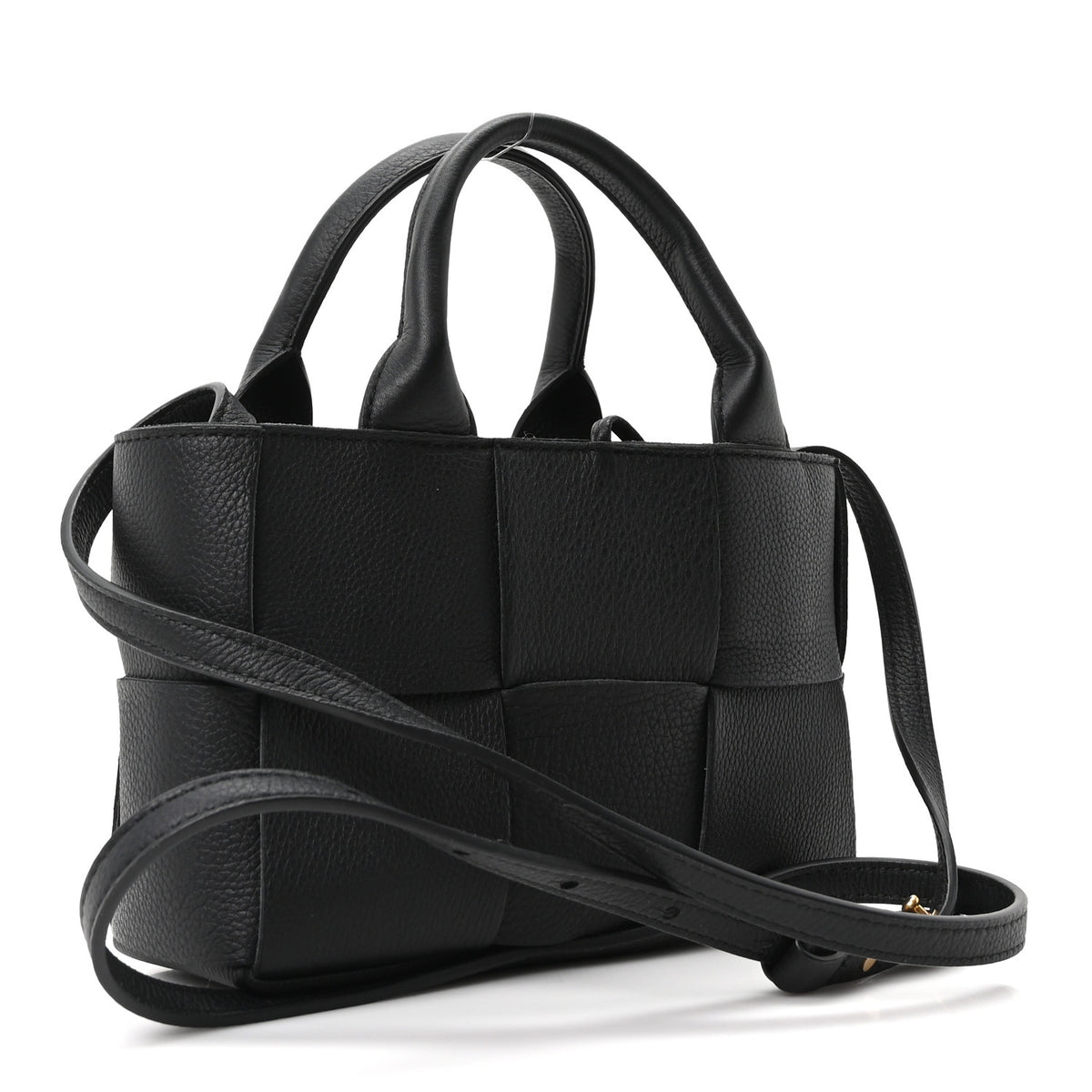 Grained Calfskin Maxi Intrecciato Mini Arco Tote Black