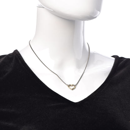 David Yurman Sterling Silver 18K Yellow Gold Cable Collectibles Heart Station Necklace 2 of 6