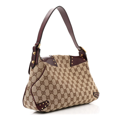 Gucci Monogram Horsebit Chain Studded Flap Burgundy 3 of 12