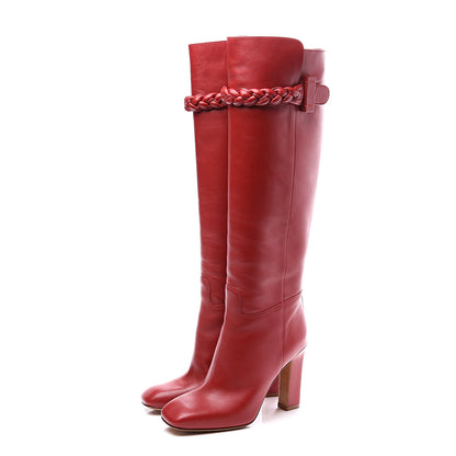 Valentino Garavani Vitello Braided Knee High 100mm Boots 36.5 Rosso Valentino 2 of 10