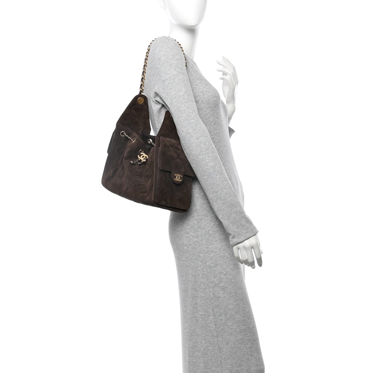 Chanel Suede Quilted Small Chanel 25 Handbag Dark Brown 2 of 11