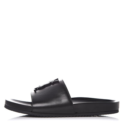 Saint Laurent Lambskin Joan Slide Sandals 38 Black 1 of 9