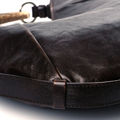 Saint Laurent Buffalo Leather Medium Mombasa Horn Bag Brown 9 of 16