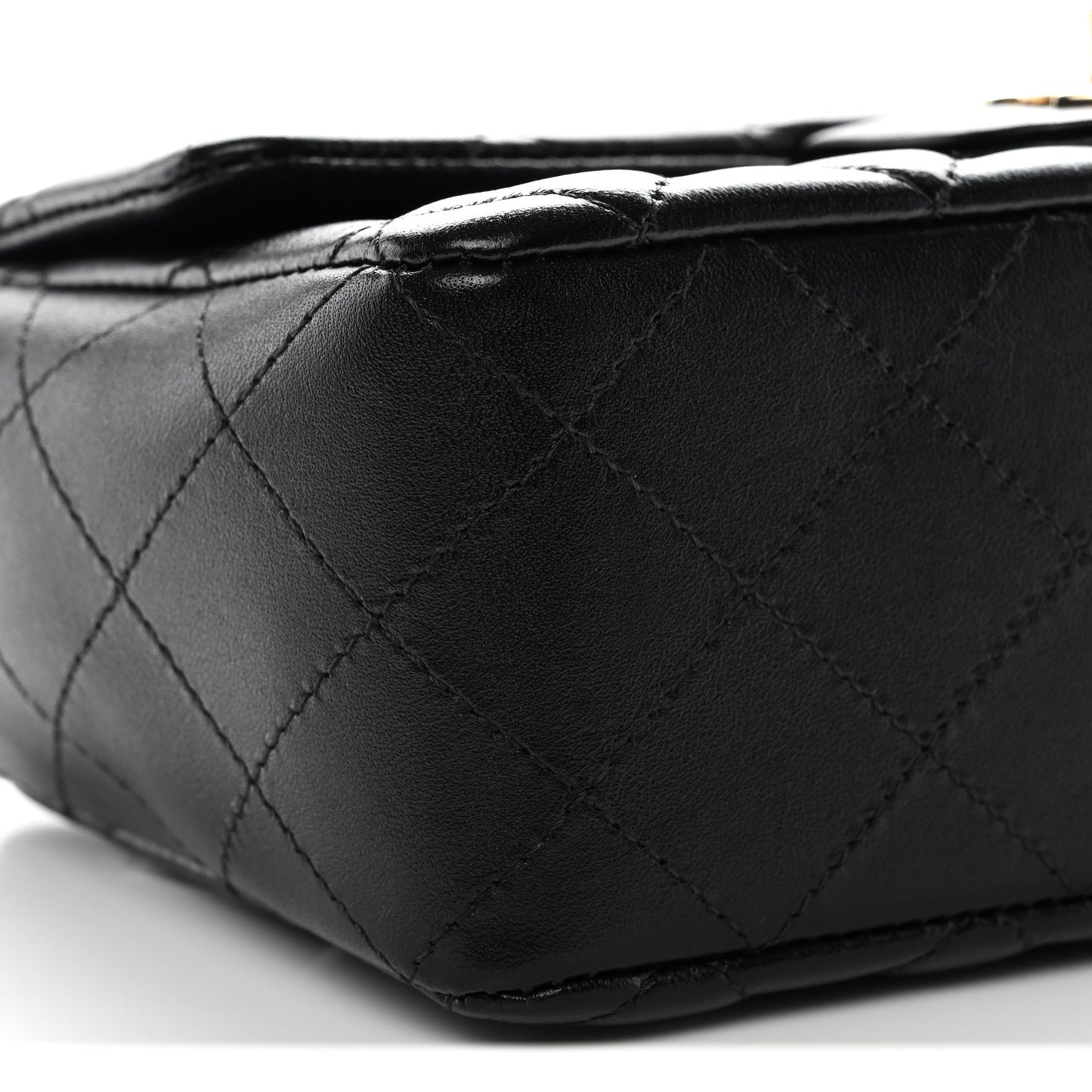 Lambskin Quilted Mini Rectangular Flap Black