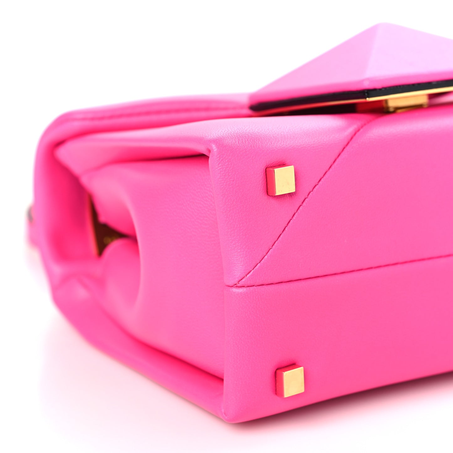 Nappa Tonal Monochrome Mini One Stud Top Handle Bag Pink PP