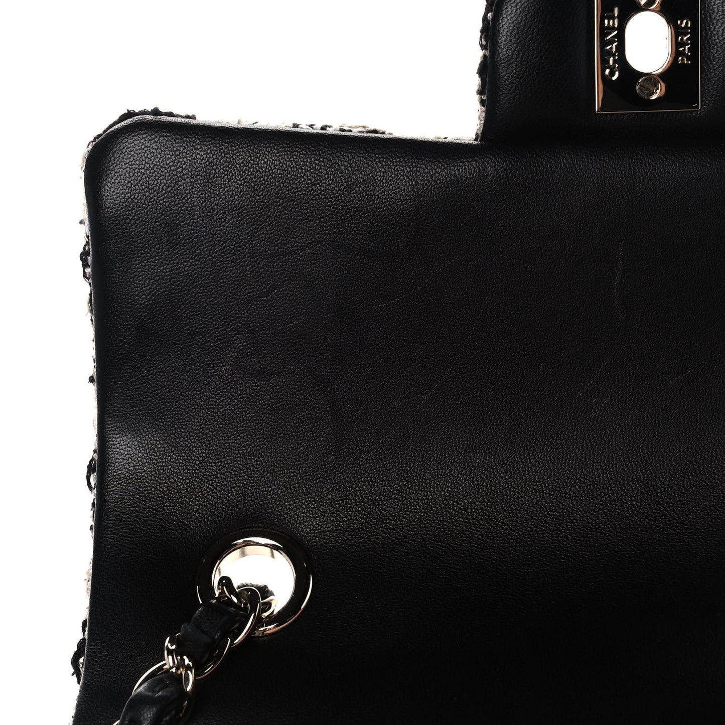 Tweed Quilted Mini Rectangular Flap Black Ecru White