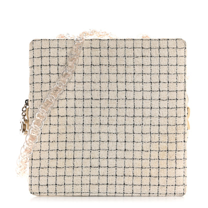 Chanel Tweed Resin Small Zipped Shopping Bag White Black 1 of 14