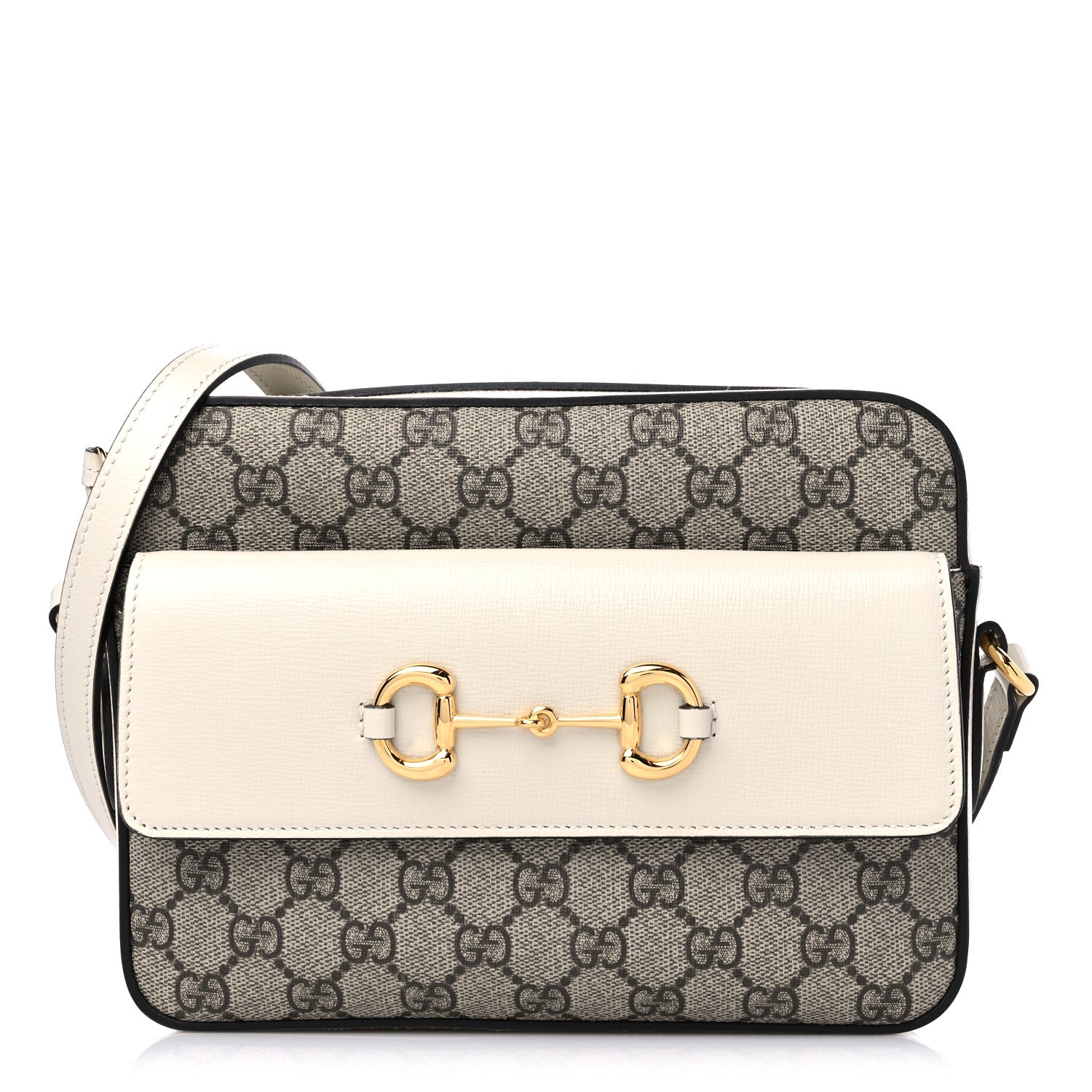 Gucci GG Supreme Monogram Small Horsebit 1955 Shoulder Bag Beige Mystic White 1 of 10