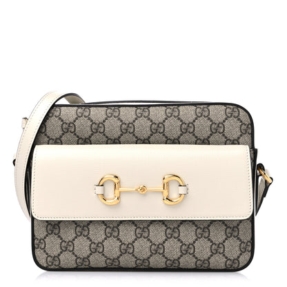 Gucci GG Supreme Monogram Small Horsebit 1955 Shoulder Bag Beige Mystic White 1 of 10
